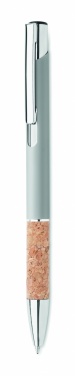 Logo trade promotional items image of: Ballpoint pen made of aluminum with a cork grip