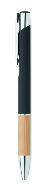 Logo trade corporate gifts image of: Ballpoint pen made of aluminum with a bamboo grip