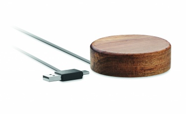 Logo trade promotional gifts picture of: Wireless charger in acacia 15W