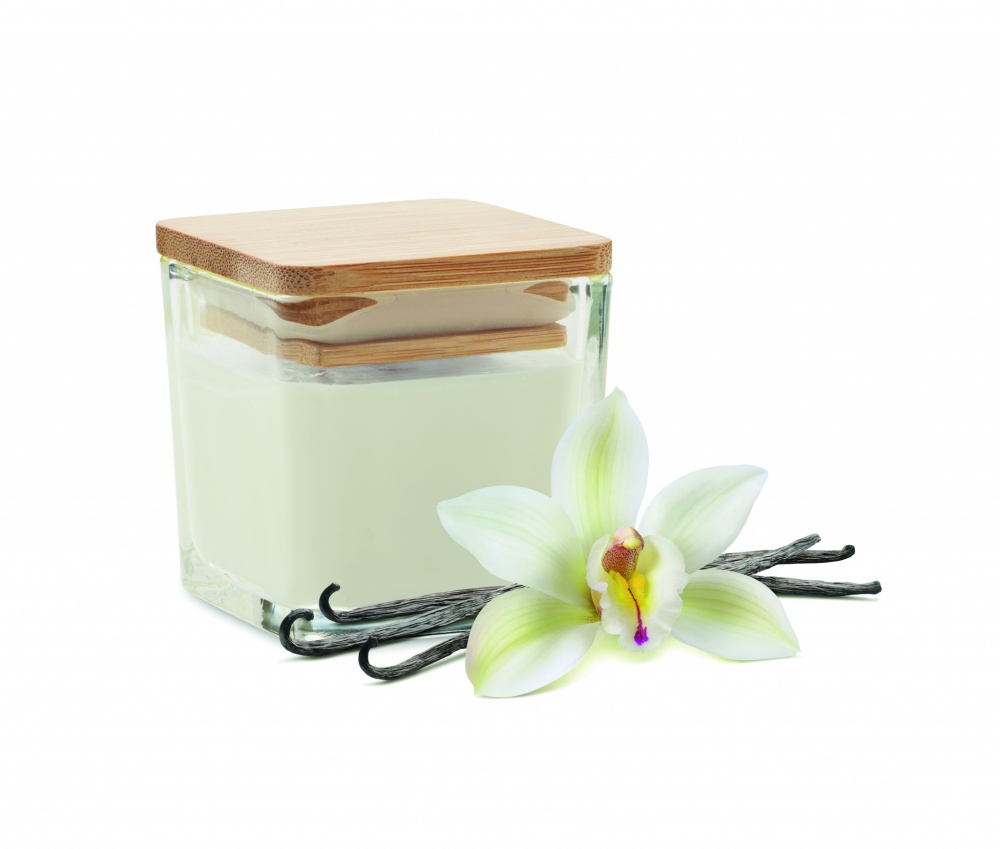 Logo trade promotional merchandise image of: Squared fragranced candle 50gr