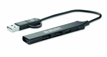 Logo trade promotional giveaway photo of: USB 4 port hub 19 cm