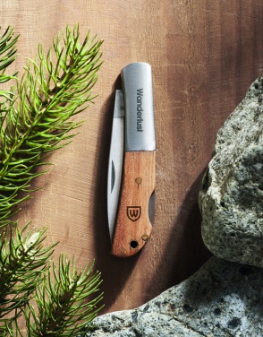 Logo trade advertising products picture of: Foldable knife in acacia wood