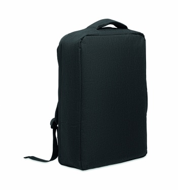 Logotrade promotional giveaway image of: A safe 15-inch laptop backpack made of 300D RPET with a 210D RPET lining and customizable printing.