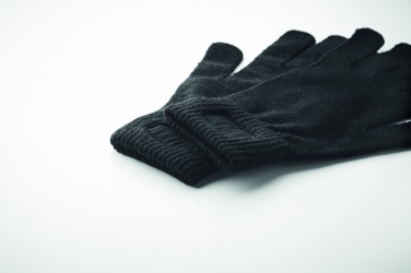 Logo trade corporate gifts image of: Knitted gloves in RPET