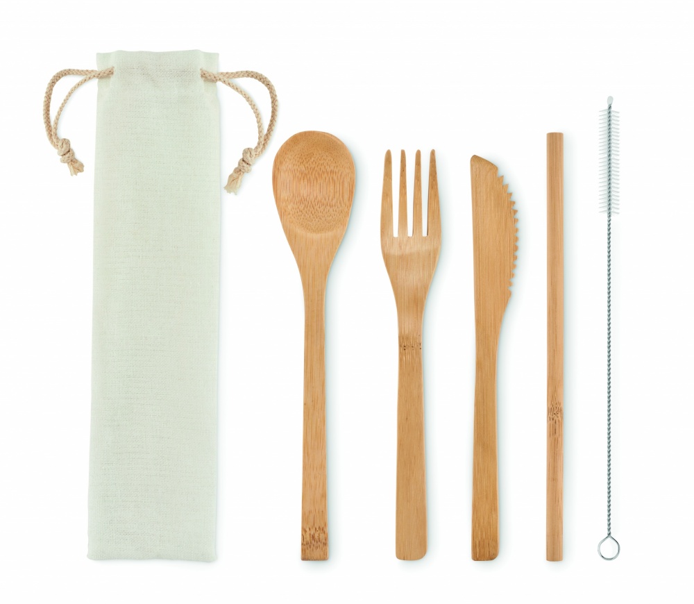 Logotrade corporate gift picture of: Bamboo cutlery with straw