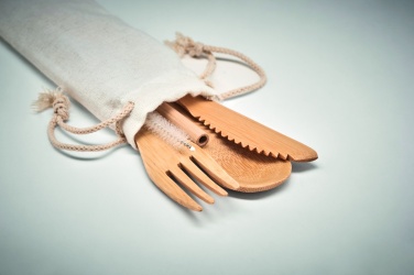 Logo trade promotional merchandise picture of: Bamboo cutlery with straw