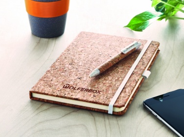 Logo trade promotional merchandise photo of: A5 cork notebook with pen