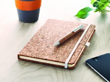 Logo trade promotional gifts picture of: A5 cork notebook with pen