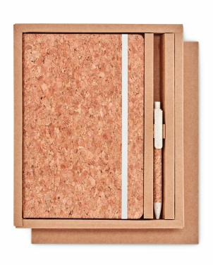 Logo trade promotional gifts image of: A5 cork notebook with pen