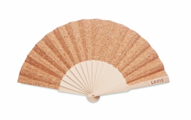 Logo trade advertising products picture of: Wood hand fan with cork fabric