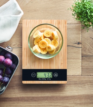 Logo trade business gifts image of: Bamboo digital kitchen scales