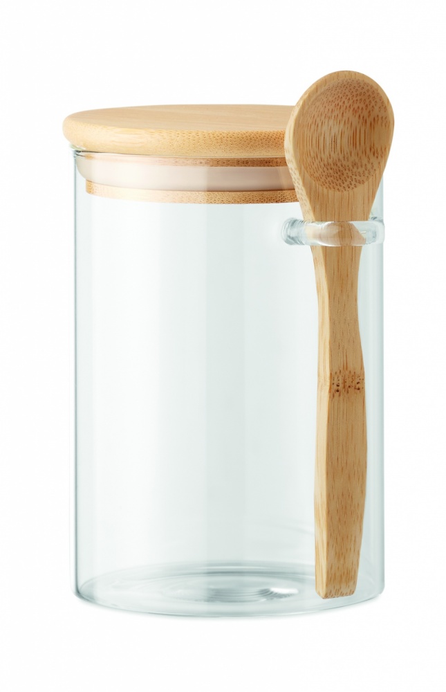 Logotrade business gift image of: Glass jar with spoon 600 ml