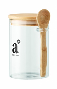 Logo trade corporate gifts image of: Glass jar with spoon 600 ml