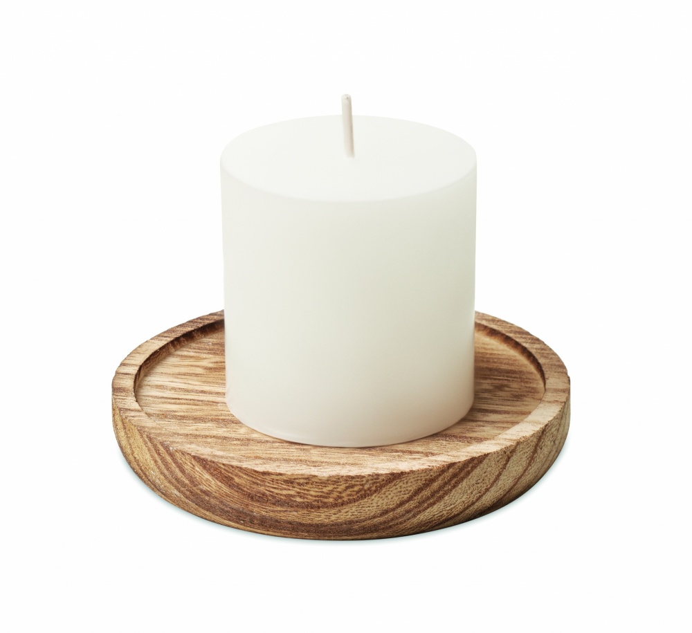 Logo trade promotional giveaway photo of: Candle on round wooden base