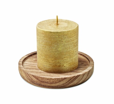 Logo trade corporate gifts picture of: Candle on round wooden base