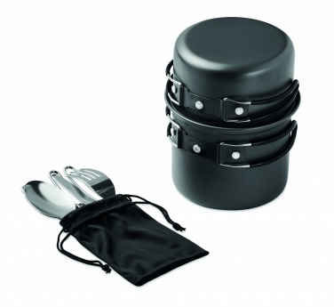 Logo trade promotional giveaways image of: 2 camping pots with cutlery