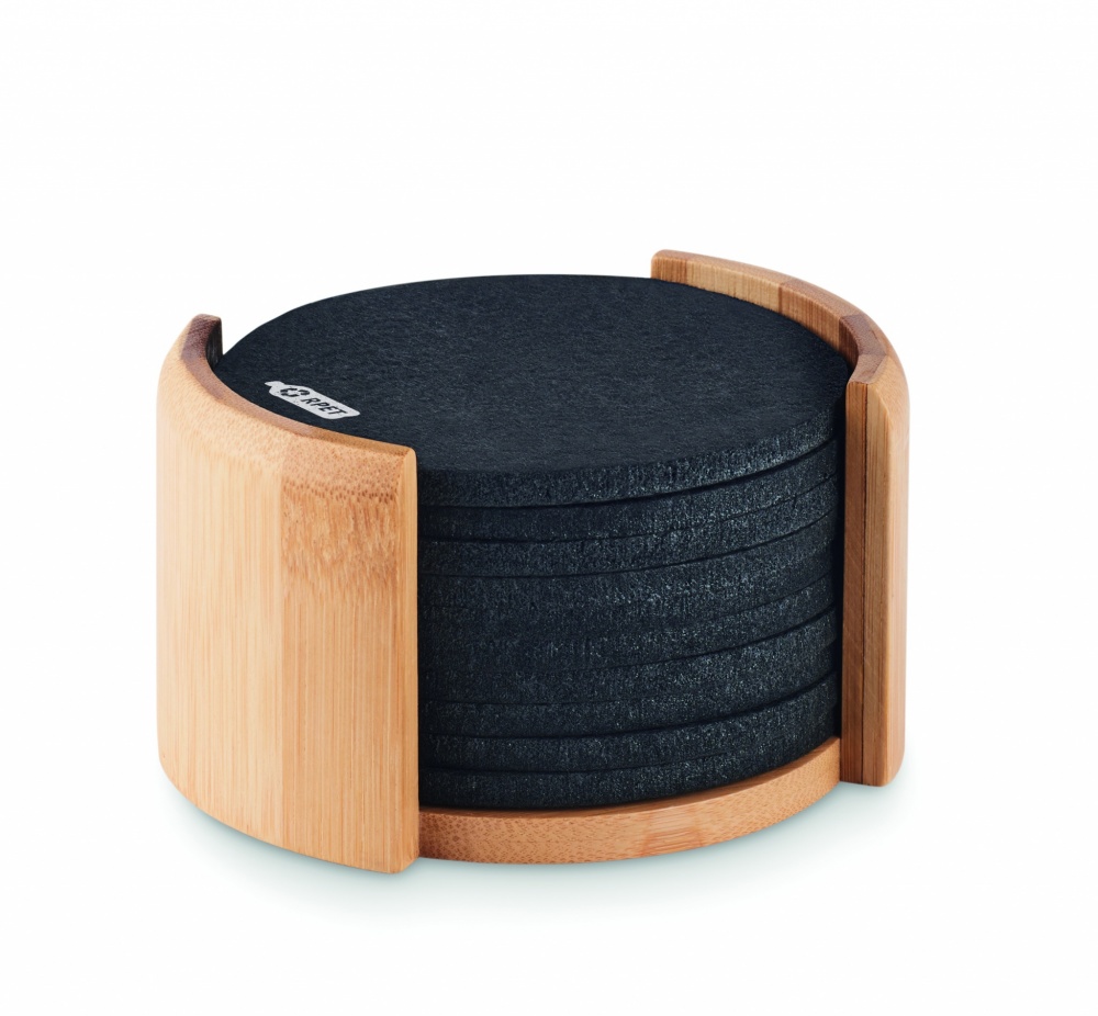 Logotrade advertising product image of: RPET coasters in bamboo holder