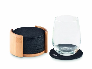 Logo trade business gift photo of: RPET coasters in bamboo holder