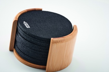 Logotrade promotional item picture of: RPET coasters in bamboo holder