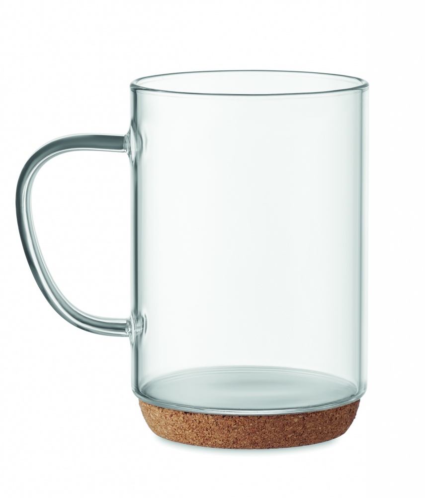 Logo trade promotional products image of: Glass mug 400ml with cork base