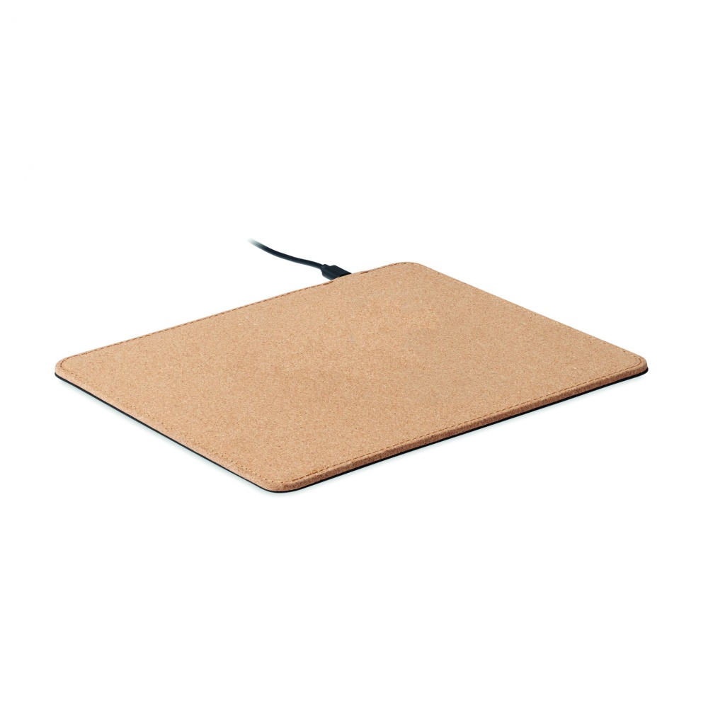 Logo trade promotional items picture of: Cork mouse mat charger 15W