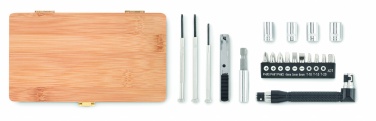 Logo trade corporate gifts image of: 21 pcs tool set in bamboo case