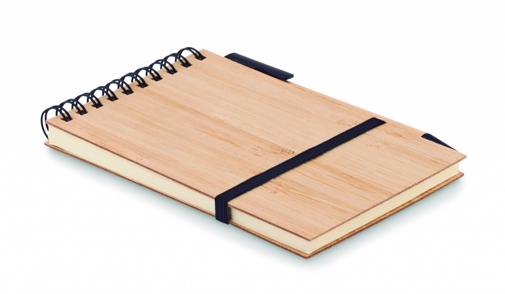 Logo trade promotional giveaway photo of: A6 bamboo notepad with pen SONORABAM