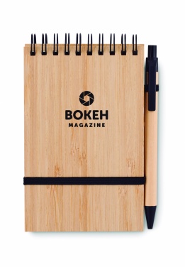 Logo trade business gift photo of: A6 bamboo notepad with pen SONORABAM