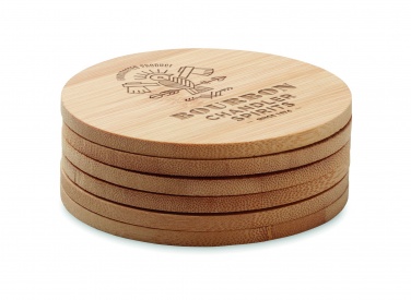 Logo trade promotional products picture of: Set of 6 bamboo coasters