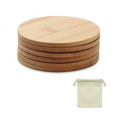 Logo trade promotional product photo of: Set of 6 bamboo coasters