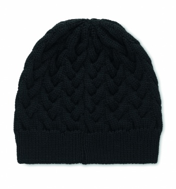 Logo trade promotional gifts image of: Cable knit beanie in RPET