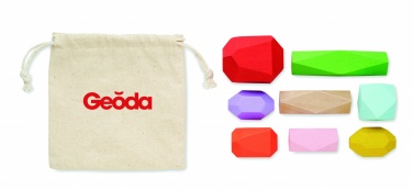 Logo trade promotional items image of: 8 stacking wood rocks in pouch
