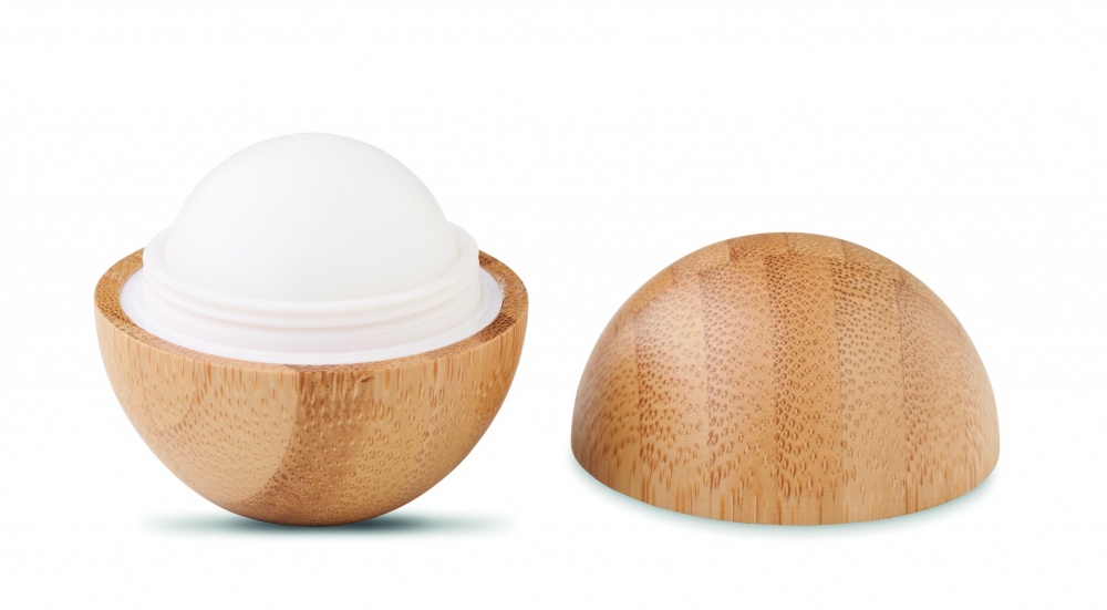Logo trade promotional products image of: Lip balm in round bamboo case