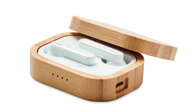 Logo trade promotional merchandise image of: TWS earbuds in bamboo case