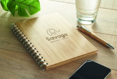 Logo trade corporate gift photo of: A5 ring bound Bamboo notebook