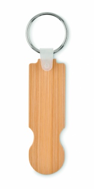 Logo trade advertising products picture of: Bamboo euro token key ring Rauma