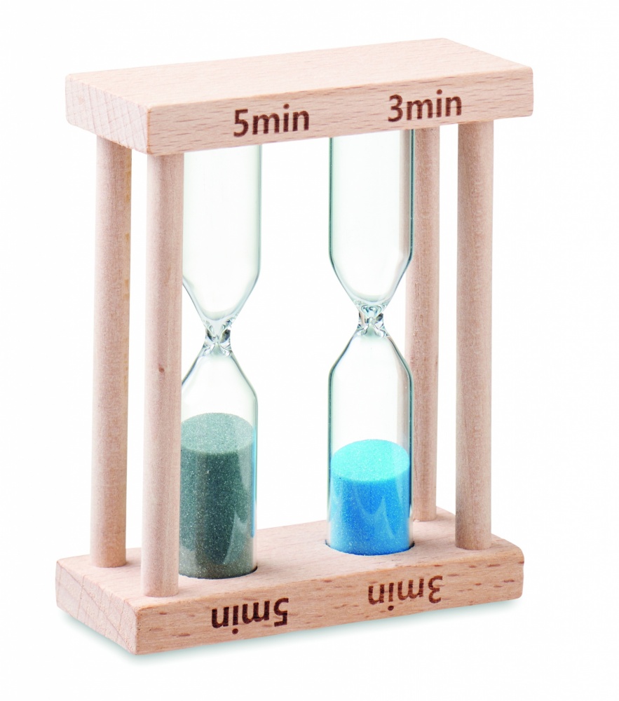 Logo trade promotional gift photo of: Set of 2 wooden sand timers