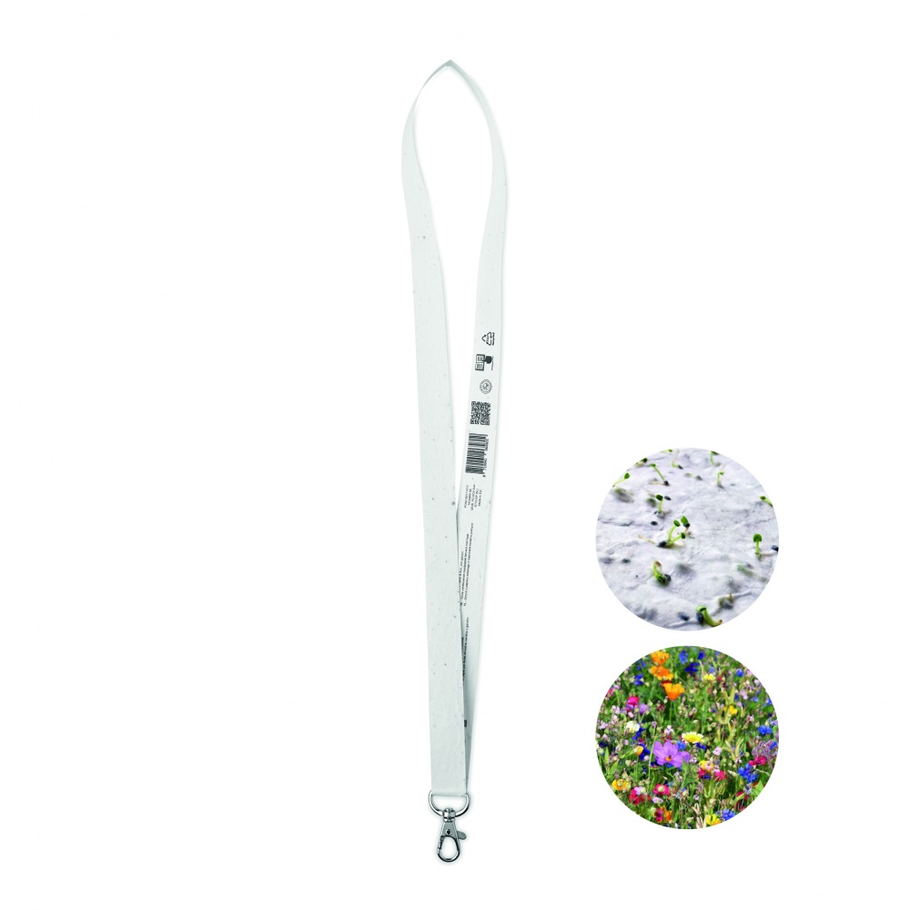 Logo trade business gifts image of: Seed paper lanyard w/hook