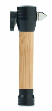 Logotrade promotional item picture of: 3-in-1 bamboo flashlight with an emergency hammer and seatbelt cutter