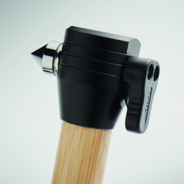 Logotrade corporate gift picture of: 3-in-1 bamboo flashlight with an emergency hammer and seatbelt cutter