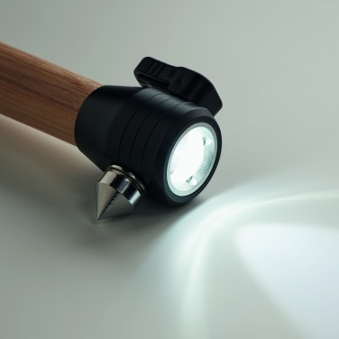 Logotrade business gift image of: 3-in-1 bamboo flashlight with an emergency hammer and seatbelt cutter