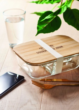 Logo trade promotional merchandise image of: Glass lunch box with bamboo lid