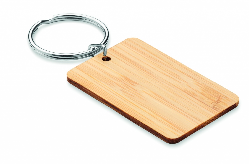 Logotrade promotional merchandise photo of: Rectangular bamboo key ring Riihimäki