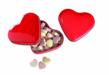 Logo trade promotional gift photo of: Heart tin box with candies