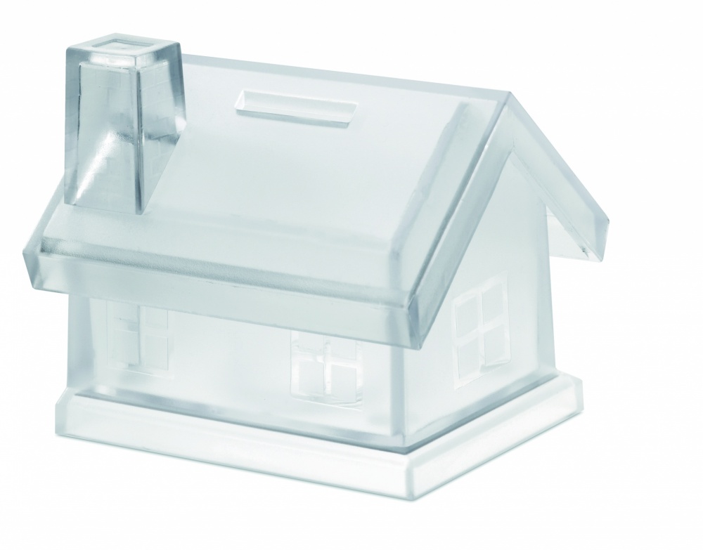 Logo trade promotional items image of: Plastic house coin bank