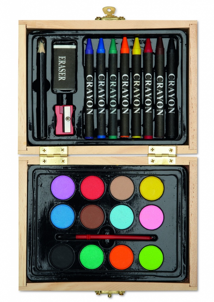 Logo trade promotional merchandise image of: Painting set in wooden box