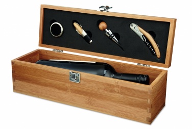 Logo trade promotional items image of: Wine set in bamboo box