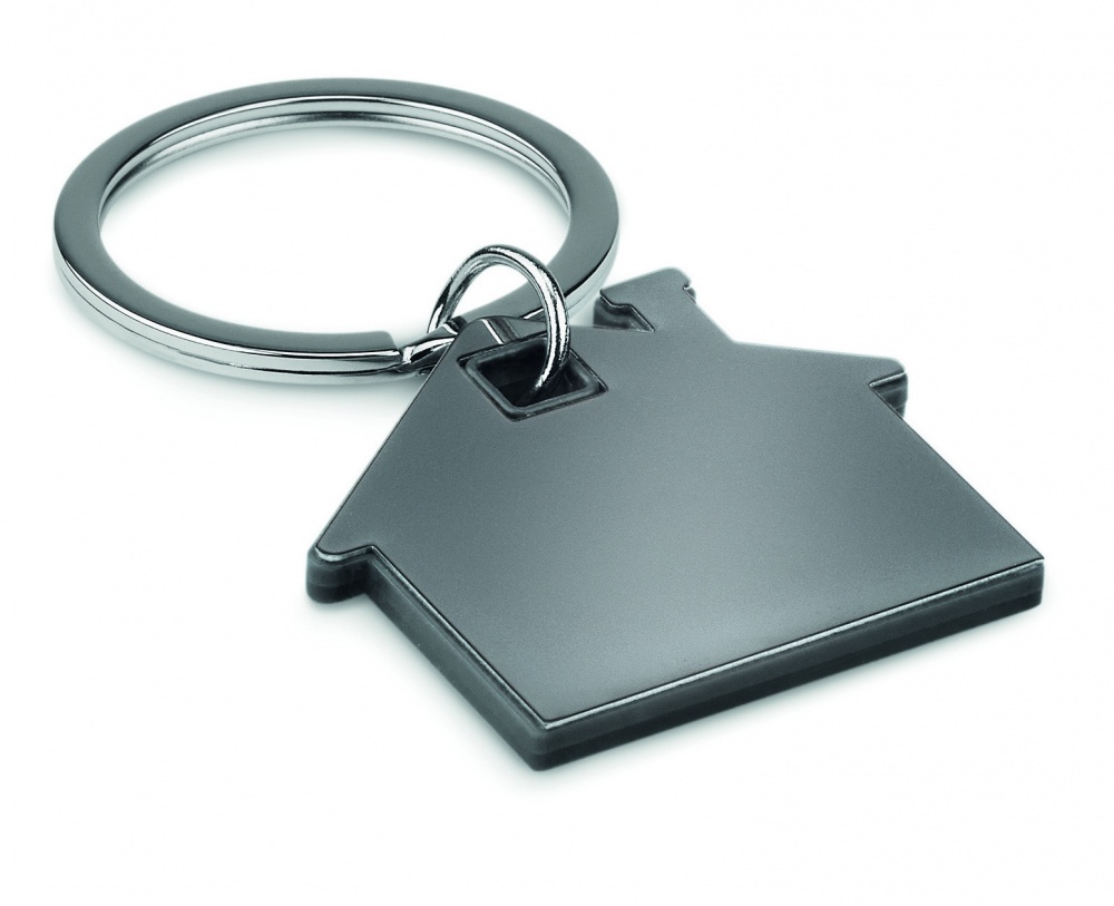 Logo trade corporate gifts picture of: House shape plastic key ring Rezekne