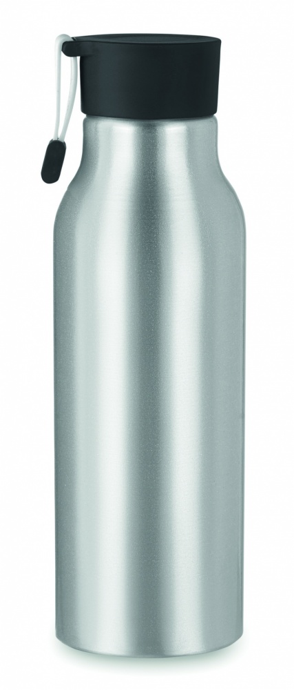 Logo trade advertising product photo of: Single-walled 500 ml aluminum bottle with a PP cap and a silicone strap