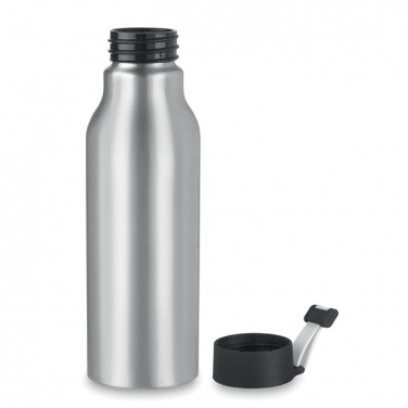 Logo trade promotional item photo of: Single-walled 500 ml aluminum bottle with a PP cap and a silicone strap